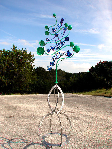 Atomic Bluebonnet Kinetic Wind Monumental Sculpture by LaPaso - Kinetic sculpture